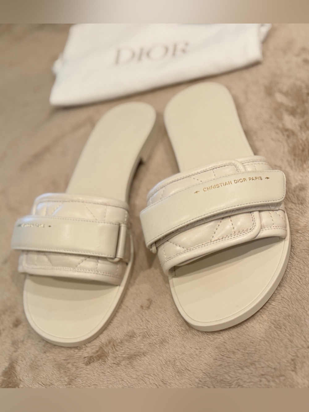 Dior Cream Women's Slides - Picture 3 of 6